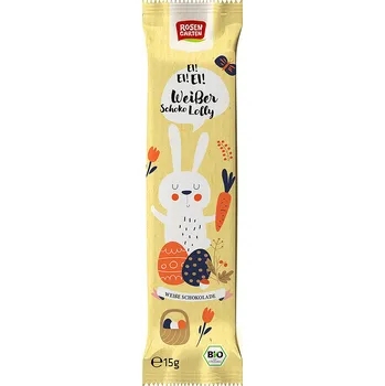 Cukrovinka Lízátko bílá čokoláda zajíček 15 g BIO ROSENGARTEN