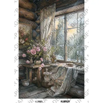 Umělecký papír Rýžový a soft papír na decoupage - Obraz příroda - KB03991 Materiál: Soft, Rozměr: A4