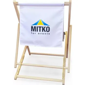 Zahradní lehátko Dřevěné reklamní lehátko s celopotiskem a volánem