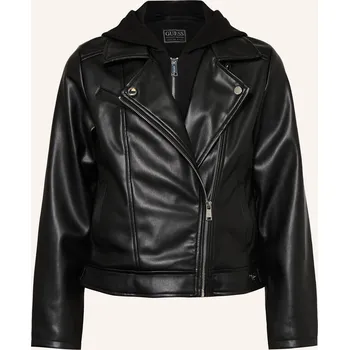 Guess Dívčí Bunda V Koženém Vzhledu, černá, 152