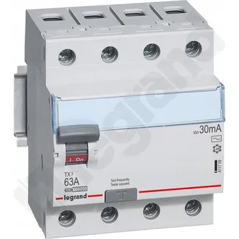 vypínač Legrand Proudový chránič P304 4-P 63 A 30 mA Typ AC RCD 08995
