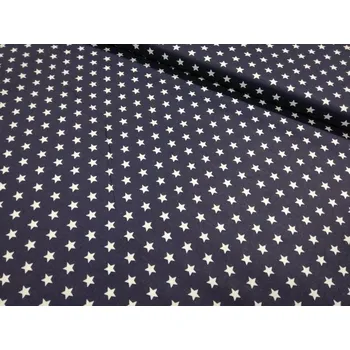 Bavlněná látka šíře 140cm - Bílá hvězdička 1cm na tm.modré (50cm)