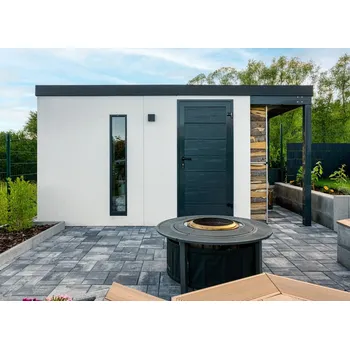 Zahradní domek GARDEON® Zahradní domek s dveřmi Hörmann, světlíkem a přístřeškem 3 m x 2 m