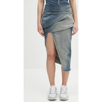 Dámská sukně Džínová sukně Rick Owens DRKSHDW Low Twist Skirt modrá barva, midi, pouzdrová, DS01E3349.SDWB, M, 55X