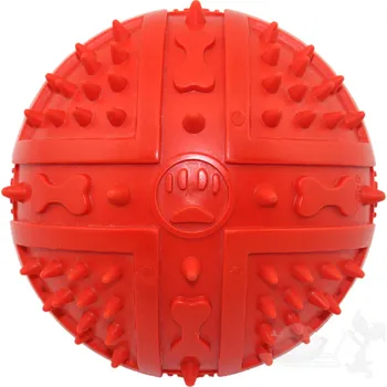 Hračka pro psa UNIQ PETS gumový pískací míč s hroty, vanilková vůně červený 9cm