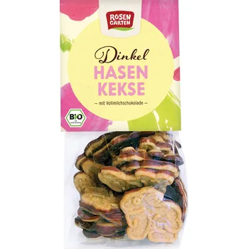Sušenky špaldové s mléčnou čokoládou 150 g BIO ROSENGARTEN