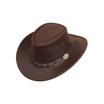 Klobouk Australian Adventure Wear s.r.o. Klobouk kožený - BUSHMAN Barva: Tmavě hnědá, Velikost: L