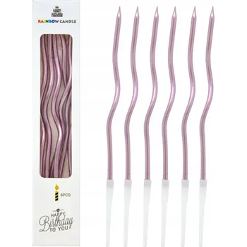 Dortová svíčka Narozeninové svíčky točené Růžovo Zlaté 6 ks narozeniny dort