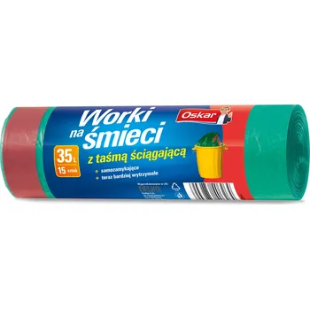 Pytle na odpadky OSKAR SÁČKY NA ODPAD 35L 15 KS SE STAHovací PÁSKOU PEVNÉ SAMOUZAVÍRACÍ