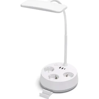 Lampička Aigostar - LED Stmívatelná stolní lampa se zásuvkami a USB LED/4,6W/230V bílá