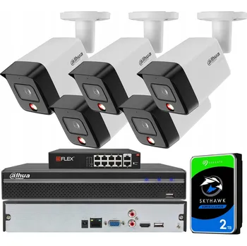 Bezpečnostní kamera Monitorovací sada Dahua pro venkovní použití, 5 kamer 6Mpx IPC-HFW1639TC-A-IL PoE