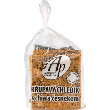 Trvanlivě pečivo Chléb křupavý s chia a česnekem 200 g ALRICHOVO PEKAŘSTVÍ