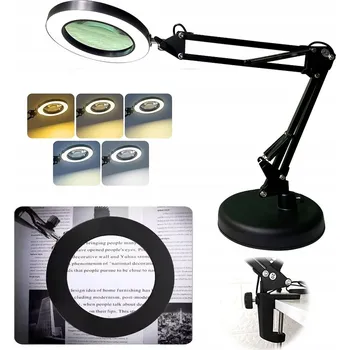 Lampička LED Stolní Lampa Kosmetická s Lupa a Stmívačem Sklo