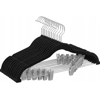 Věšák VĚŠÁKY NA OBLEČENÍ Z VELURU S KLIPY PROTI SKLUZU ARVENTA STYLE - 10 KS