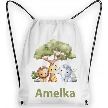 Školní batoh Školní Vak/Batoh na Tělocvik do Školky Školy ZVÍŘÁTKA AFRIKA + JMÉNO