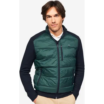 INESIS Pánská golfová hybridní prošívaná bunda CW900 S MODRÁ|ZELENÁ