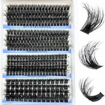 Umělé řasy Bondingové řasy z norků 100% PŘÍRODNÍ 296 Ks DIY prodlužování řas