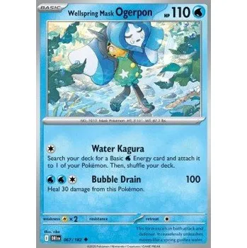 Sběratelská karetní hra Pokémon DRI 067/182 Wellspring Mask Ogerpon - Destined Rivals Stav: Near Mint, Verze: REVERSE HOLO