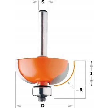 Fréza Zaoblovací fréza na dřevo vypouklá R6,35mm D=25,4mm S=12mm CMT