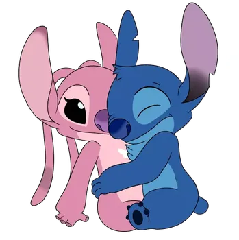 Nášivka NAŽEHLOVAČKA - Angel se Stitchem v objetí