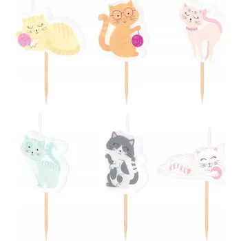 Dortová svíčka Svíčky Cat zápichy do dortu 6 kusů narozeninové