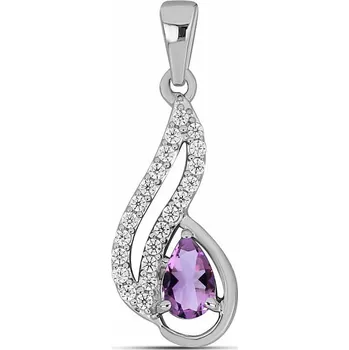 Přívěsek Přívěsek stříbrný s broušeným africkým ametystem a zirkony Ag 925 015699 AFAM 1,8 cm, 2 g