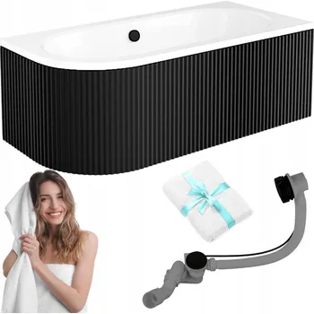 Vana Obdélníková vana s černým rýhovaným krytem BESCO AVITA 170x75 pravá, včetně sifonu