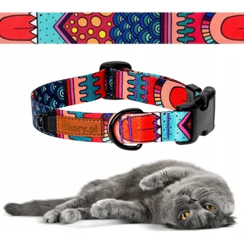 Obojek pro psa LEHKÝ a pohodlný obojek s přezkou pro malé kotě 20-24 cm Ukory s puntíky