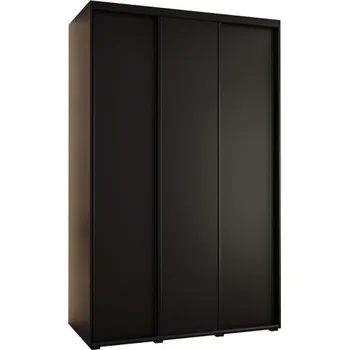 Šatní skříň Šatní skříň s posuvnými dveřmi DAVOS 160cm | Černá / černé pojezdy