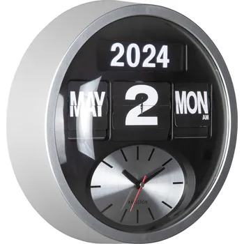 Hodiny Karlsson, Nástěnné hodiny Round Flip, stříbrné - Formadore