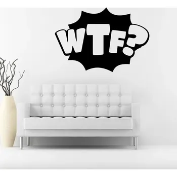 Samolepící dekorace WTF nápis - vinylová samolepka na zeď 80x55cm