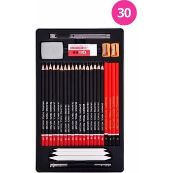 Grafitová tužka ART - 30 ks kreslířská sada v kovové kazetě - umělecké grafitové tužky