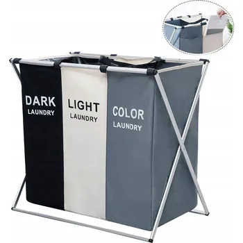 Koš na prádlo KOŠ NA PRÁDLO, SPODNÍ PRÁDLO, ORGANIZÉR, VOLNĚ STOJÍCÍ, NA HRAČKY, 3 KOMORY, SKLÁDACÍ