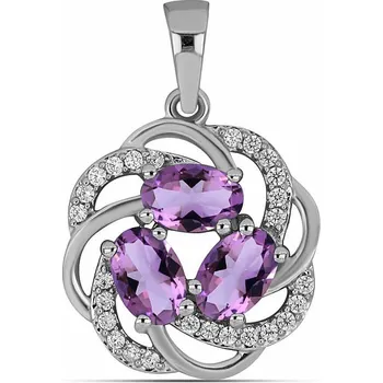 Přívěsek Přívěsek stříbrný s broušenými africkými ametysty a zirkony Ag 925 010902 AFAM 1,5 cm, 2,6 g