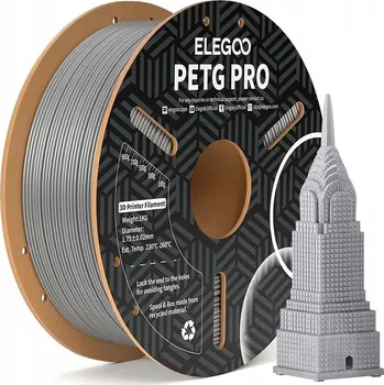 Filament Filament Elegoo PETG Pro Grey Gray Šedý 1kg TRVANLIVÝ ESTETICKÝ