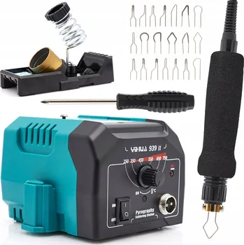 Páječka YIHUA 939-II Pirograf 25 W Vypalovačka do dřeva, kůže s LCD displejem a 20 hroty pro precizní práci