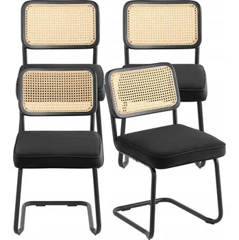 Ratanové křeslo 450x570x835MM 4 ks Černé Zahradní nábytek Židle