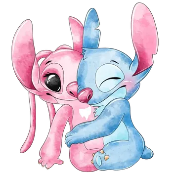 Nášivka NAŽEHLOVAČKA - Angel se Stitchem v objetí 1