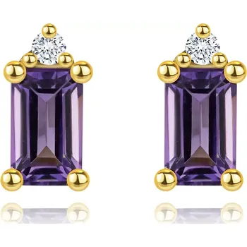 Náušnice Náušnice ze 14K zlata s fialovým ametystem a diamantem