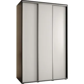 Šatní skříň Šatní skříň s posuvnými dveřmi DAVOS 160cm | Černá / bílá / stříbrné pojezdy