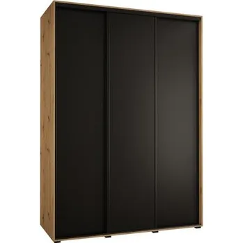 Šatní skříň Šatní skříň s posuvnými dveřmi DAVOS 170cm | DUB Artisan / černá / černé pojezdy