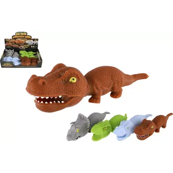Hračka Teddies Dinosaurus plněný pískem 180 g mačkací antistresový silikon 18 cm 4 barvy