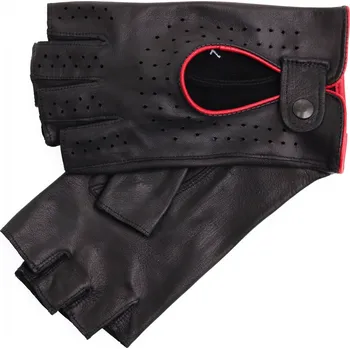 Rukavice Špongr Dámské kožené řidičské rukavice ZONDA BP černé s červenými detaily Velikost: 7 1/2"