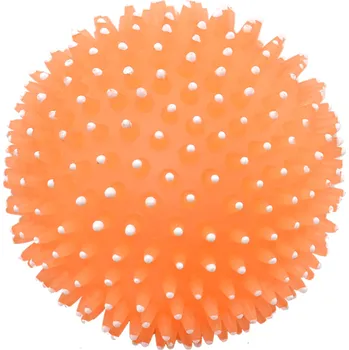 Hračka pro psa UNIQ PETS ježeček míček oranžový pískací s fosforeskujícími hroty 9cm