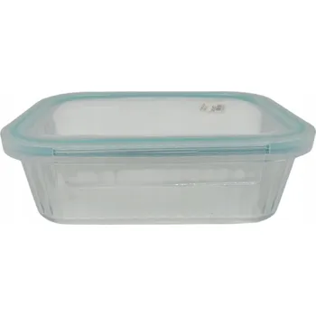Dóza na potraviny SKLENĚNÁ NÁDOBA NA POTRAVINY LUNCH BOX S VÍKEM 17 x 13 cm OTVOR 620 ml
