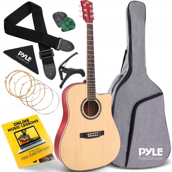 Kytara AKUSTICKÁ KYTARA 4/4 PRO ZAČÁTEČNÍKY, DĚTI I DOSPĚLÉ, PEVNÁ SADA