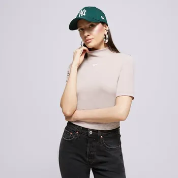 Nike Tričko W Nsw Essntl Rib Mock Ss Top Béžová Xs
