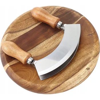 Sekací nůž na bylinky s prkénkem z akáciového dřeva - preciznost a styl