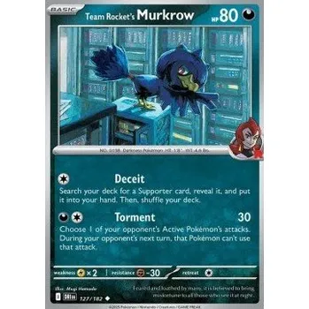 Karetní hra Pokémon DRI 127/182 Team Rocket's Murkrow - Destined Rivals Stav: Near Mint, Verze: REVERSE HOLO