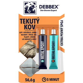 Průmyslové lepidlo DenBraven Tekutý kov 56,6 g blistr světle černá
